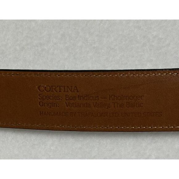 Trafalgar Cortina Bos Indicus Mens Sz 60 Clean Brown Big Tall Leather Dress Belt - Picture 3 of 6